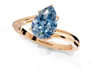Solitaire Engagement Ring Setting for Fancy Blue Pear-Shaped Center with Plain Bypass Twist Band and Prong Head in Rose Gold