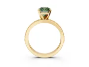 Milgrain Pave Engagement Ring Setting for Fancy Green Cushion Cut Center with Accent Band and Prong Head in Yellow Gold