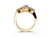5 Stone Engagement Ring Setting for Fancy Pink Marquise Center with Equal Close-Set Accents and Prong Head in Yellow Gold
