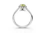 Halo Engagement Ring Setting for Fancy Yellow Oval Center with Knife Ridge Cathedral Band and Prong Head in Sterling Silver