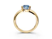 Tension Engagement Ring Setting for Fancy Blue Cushion Cut Center with Wide Flat Band and Tension Head in Yellow Gold