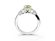 Leaf Cluster Engagement Ring Setting for Fancy Yellow Oval Center with Marquise Accents and Prong Head in Platinum
