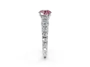 Solitaire Engagement Ring Setting for Fancy Pink Round Cut Center with Pave Cathedral Shoulders and Prong Head in Sterling Silver