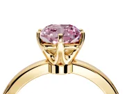 Solitaire Engagement Ring Setting for Fancy Pink Cushion Cut Center with Plain Band and Tulip Prong Head in Yellow Gold
