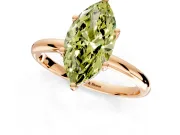 Hidden Halo Engagement Ring Setting for Fancy Yellow Marquise Center with Thin Round-Wire Band and Prong Head in Rose Gold