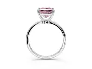 Minimalist Solitaire Engagement Ring Setting for Fancy Pink Princess Cut Center with Thin Band and Prong Head in Sterling Silver