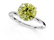 Hidden Halo Engagement Ring Setting for Fancy Yellow Round Cut Center with Thin Rounded Band and Prong Head in Sterling Silver
