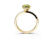 Solitaire Engagement Ring Setting for Fancy Yellow Radiant Cut Center with Band of Accents and Prong Head in Yellow Gold