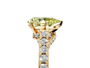 Solitaire Engagement Ring Setting for Fancy Yellow Pear-Shaped Center with Crossover Accents and Prong Head in Yellow Gold