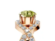 Halo Engagement Ring Setting for Fancy Yellow Round Cut Center with Pave Infinity Twist Band and Prong Head in Rose Gold