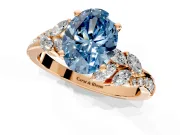 Solitaire Engagement Ring Setting for Fancy Blue Oval Center with Marquise Accent Twist Band and Prong Head in Rose Gold