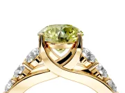 Solitaire Engagement Ring Setting for Fancy Yellow Round Cut Center with Graduated Shared Prongs and Prong Head in Yellow Gold