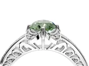 Floral Engagement Ring Setting for Fancy Green Pear-Shaped Center with Four Accent Clusters and Prong Head in Sterling Silver