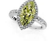 Accent Halo Engagement Ring Setting for Fancy Yellow Marquise Center with Full-Length Pave Band and Prong Head in Platinum