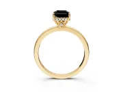 Solitaire Engagement Ring Setting for Fancy Black Radiant Cut Center with Fine Wire Band and Prong Head in Yellow Gold