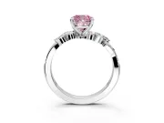 Solitaire Engagement Ring Setting for Fancy Pink Cushion Cut Center with Marquise Accent Twist Band and Prong Head in White Gold