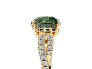 Solitaire Engagement Ring Setting for Fancy Green Cushion Cut Center with Twisted Pave Split Shank and Prong Head in Yellow Gold