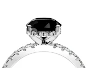Solitaire Engagement Ring Setting for Fancy Black Round Cut Center with Band of Accents and Prong Head in Platinum