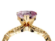 Solitaire Engagement Ring Setting for Fancy Pink Heart-Shaped Center with Marquise Panel Band and Prong Head in Yellow Gold