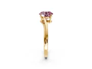 Solitaire Engagement Ring Setting for Fancy Pink Round Cut Center with Plain Bypass Twist Band and Prong Head in Yellow Gold