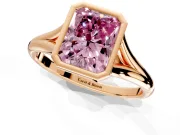 Solitaire Engagement Ring Setting for Fancy Pink Radiant Cut Center with V Split Shank and Bezel Head in Rose Gold