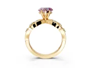 Solitaire Engagement Ring Setting for Fancy Pink Heart-Shaped Center with Criss-Cross Accent Band and Prong Head in Yellow Gold