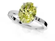 Hidden Halo Engagement Ring Setting for Fancy Yellow Oval Center with Wide Flat Plain Band and Prong Head in Platinum