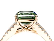 Solitaire Engagement Ring Setting for Fancy Green Asscher Cut Center with Pave Split Shank and Prong Head in Rose Gold