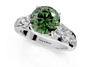 Solitaire Engagement Ring Setting for Fancy Green Round Cut Center with Graduated Shared Prongs and Prong Head in Platinum