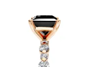 Solitaire Engagement Ring Setting for Fancy Black Princess Cut Center with Alternating Size Accents and Prong Head in Rose Gold