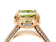 Solitaire Engagement Ring Setting for Fancy Yellow Princess Cut Center with Accented Split Shank and Prong Head in Rose Gold