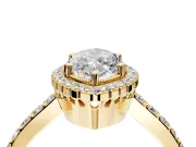 Halo Engagement Ring Setting for Marquise Center with Inner Milgrain Border and Prong Head in Yellow Gold