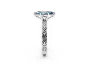 Solitaire Engagement Ring Setting for Fancy Blue Marquise Center with Scrollwork Band and Prong Head in White Gold