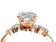 Solitaire Engagement Ring Setting for Cushion Cut Center with Marquise Accent Twist Band and Prong Head in Rose Gold