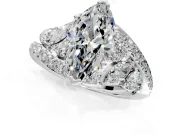 Halo Engagement Ring Setting for Marquise Center with Marquise and Pave Bypass Band and Prong Head in Sterling Silver