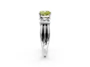 Solitaire Engagement Ring Setting for Fancy Yellow Cushion Cut Center with Grooved Bar Accent Band and Prong Head in White Gold