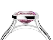 Solitaire Engagement Ring Setting for Fancy Pink Asscher Cut Center with V Split Shank and Bezel Head in Platinum