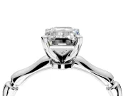 Solitaire Engagement Ring Setting for Emerald Cut Center with Bamboo Band and Prong Head in Platinum