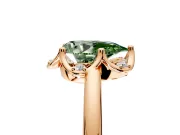 Floral Frame Engagement Ring Setting for Fancy Green Pear-Shaped Center with Accent Clusters and Prong Head in Rose Gold