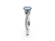 Solitaire Engagement Ring Setting for Fancy Blue Asscher Cut Center with Half-Pave Crossover Band and Prong Head in White Gold
