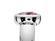 Solitaire Engagement Ring Setting for Fancy Pink Oval Center with Wide Band and Bezel Head in Platinum