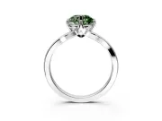 Solitaire Engagement Ring Setting for Fancy Green Round Cut Center with Plain Split Shank and Prong Head in Sterling Silver
