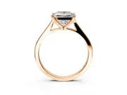 Solitaire Engagement Ring Setting for Princess Cut Center with Tapered Shoulders and Prong Head in Rose Gold