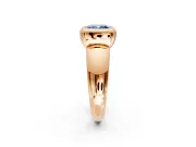Solitaire Engagement Ring Setting for Fancy Blue Cushion Cut Center with Wide Band and Bezel Head in Rose Gold