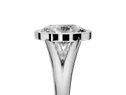 Solitaire Engagement Ring Setting for Oval Center with V Split Shank and Bezel Head in Platinum