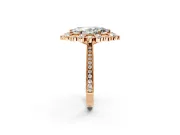 Milgrain Halo Engagement Ring Setting for Marquise Center with Bezel Point Accents and Prong Head in Rose Gold