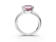 Tension Engagement Ring Setting for Fancy Pink Asscher Cut Center with Wide Flat Band and Tension Head in Platinum