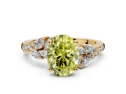 Solitaire Engagement Ring Setting for Fancy Yellow Oval Center with Marquise Accent Twist Band and Prong Head in Yellow Gold