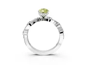 Solitaire Engagement Ring Setting for Fancy Yellow Pear-Shaped Center with Bar-Station Pave Twist and Prong Head in Platinum