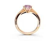 Solitaire Engagement Ring Setting for Fancy Pink Cushion Cut Center with Reverse Tapered Band and Prong Head in Rose Gold